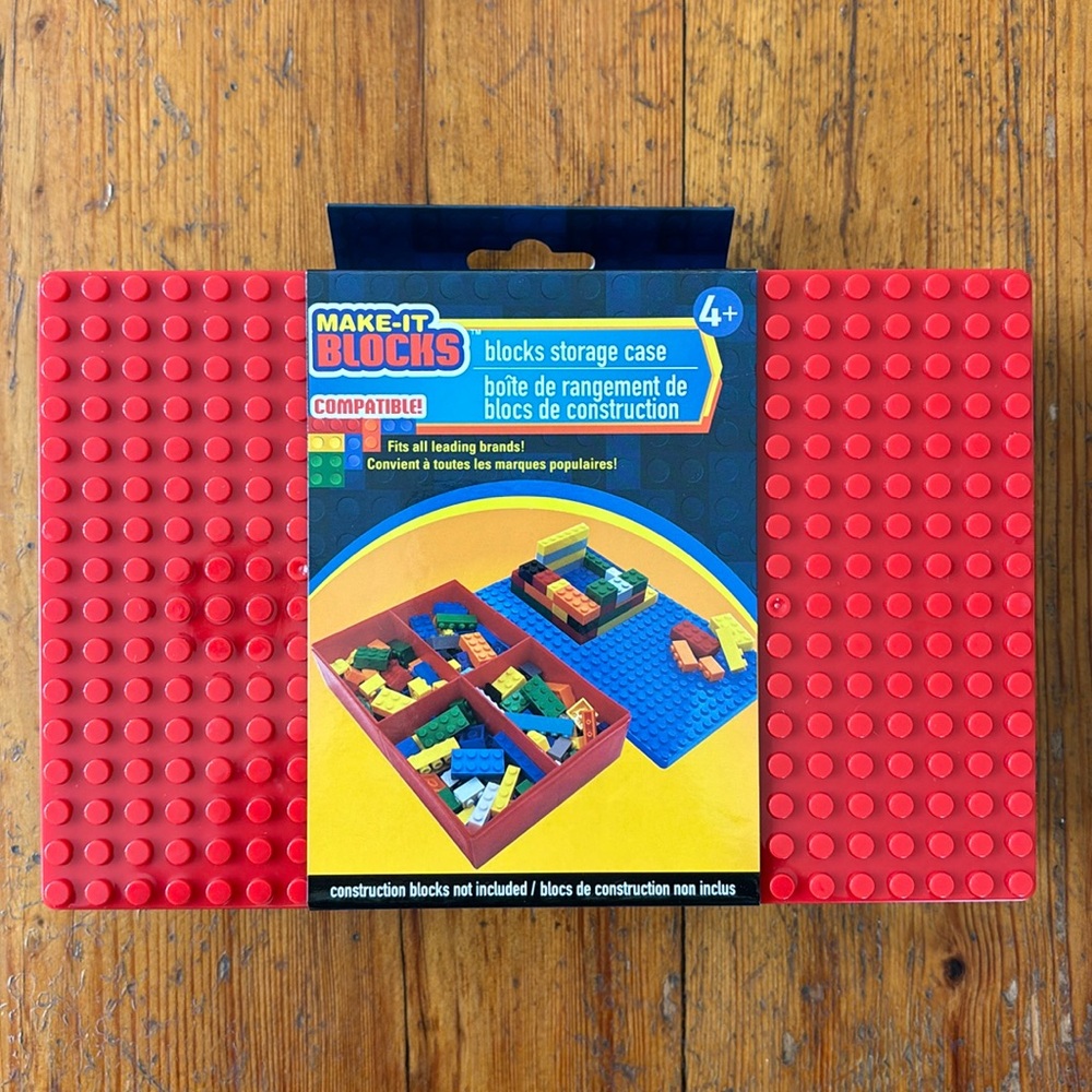 NWT MAKE-IT BLOCKS - Blocks Storage Case - RED Lid and BLUE Container Bottom